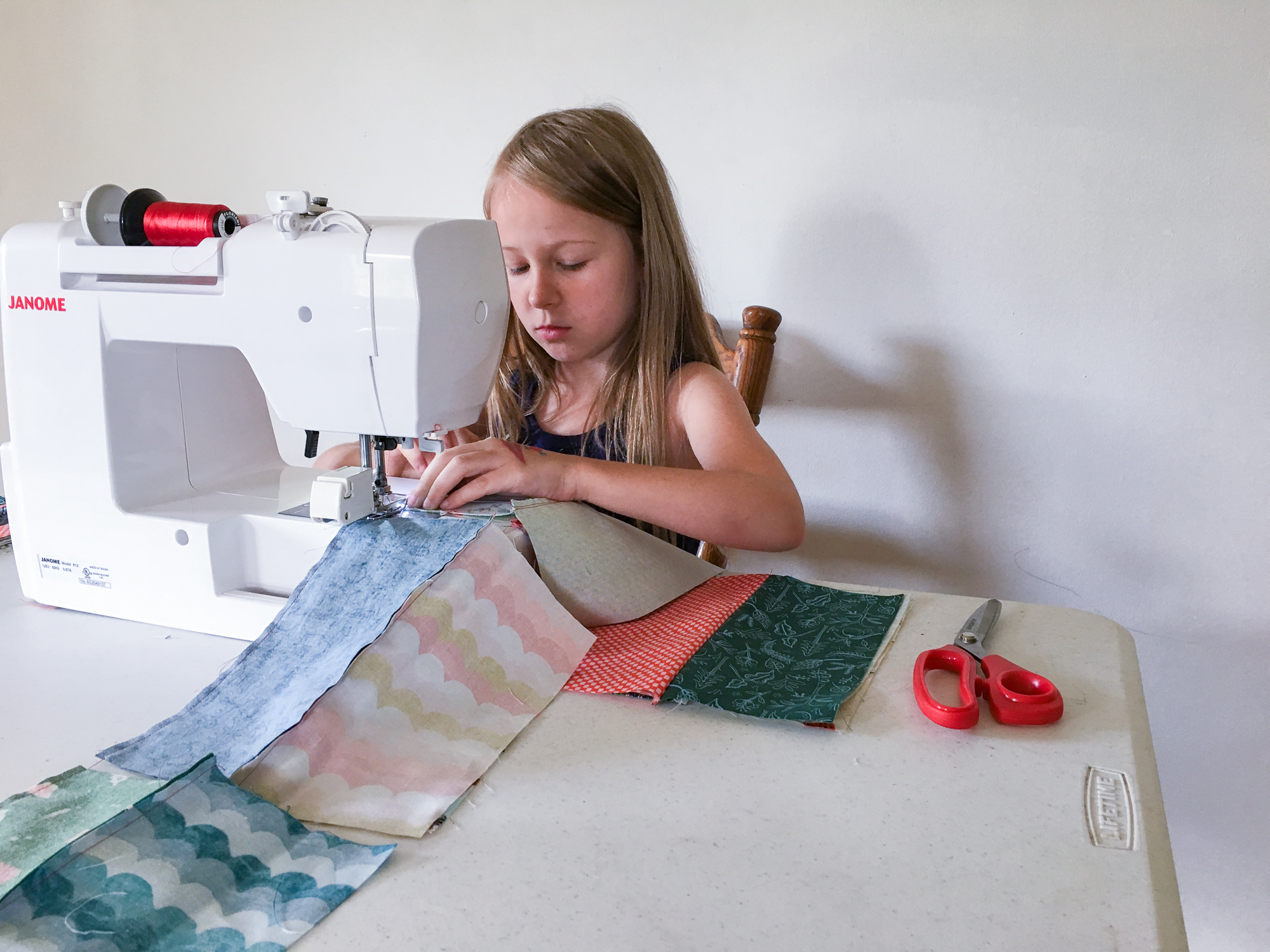 Sewing with Kids: sewing a quilt top