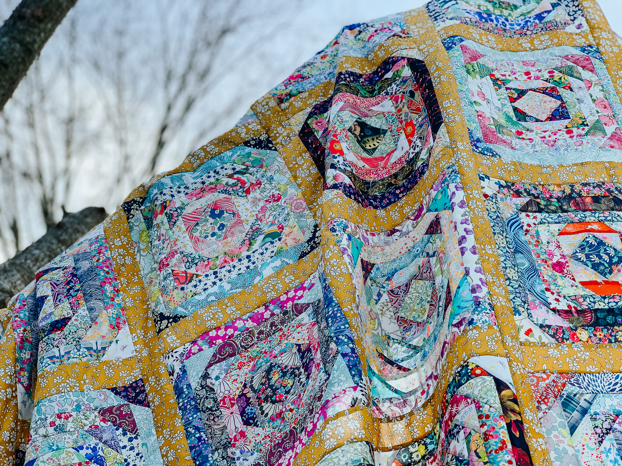 Pineapple quilt with Liberty lawn scraps