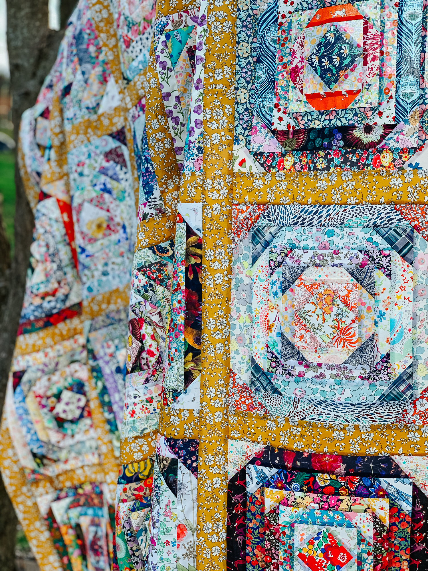 Pineapple quilt with Liberty lawn scraps