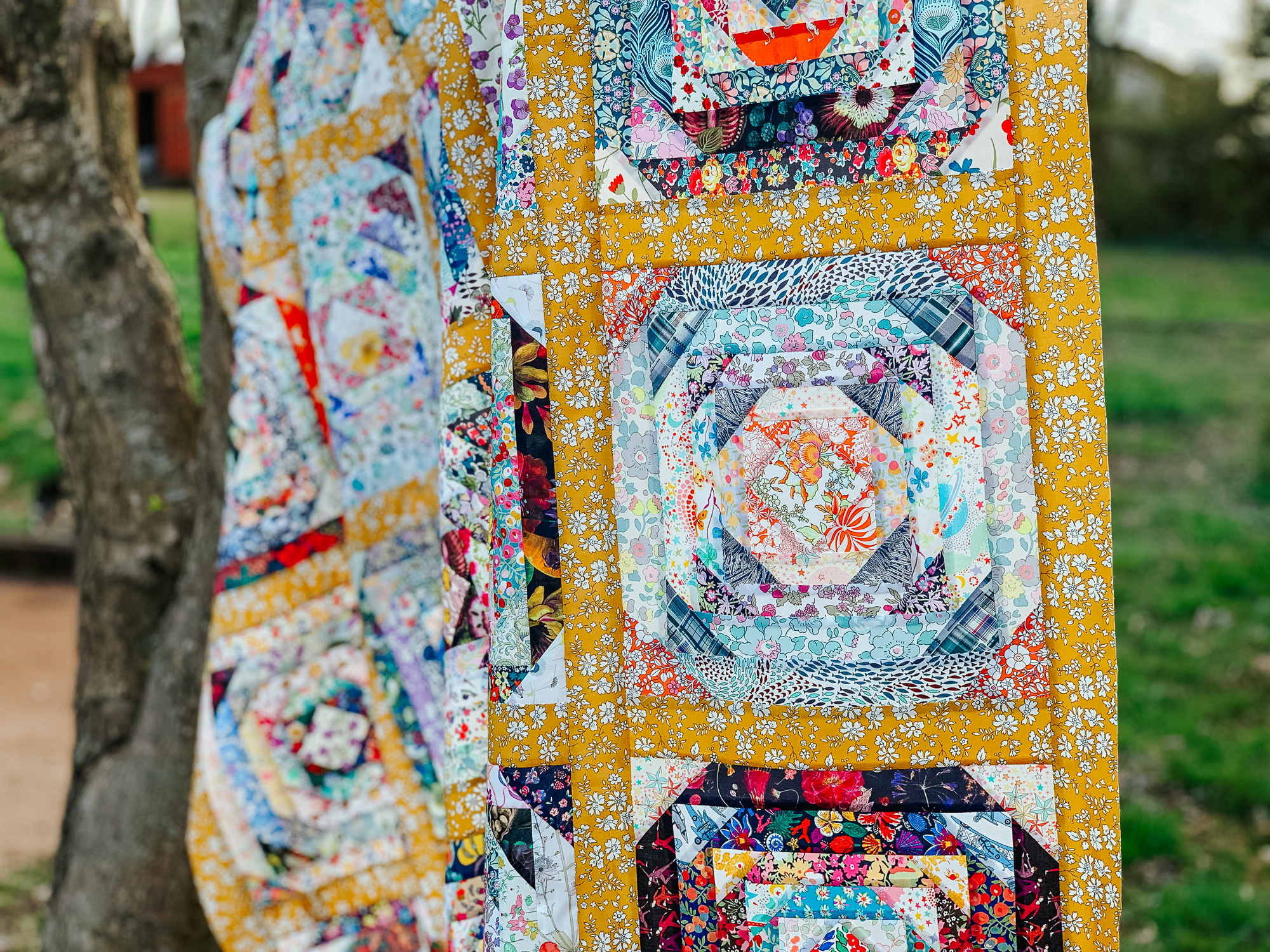 Pineapple quilt with Liberty lawn scraps