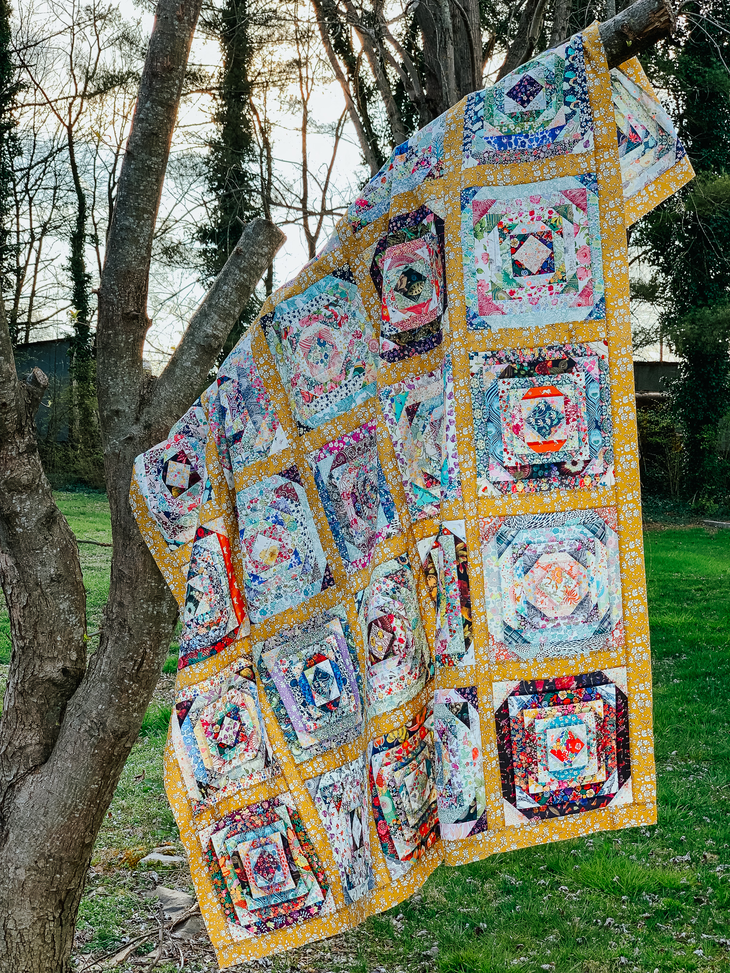 Pineapple quilt with Liberty lawn scraps