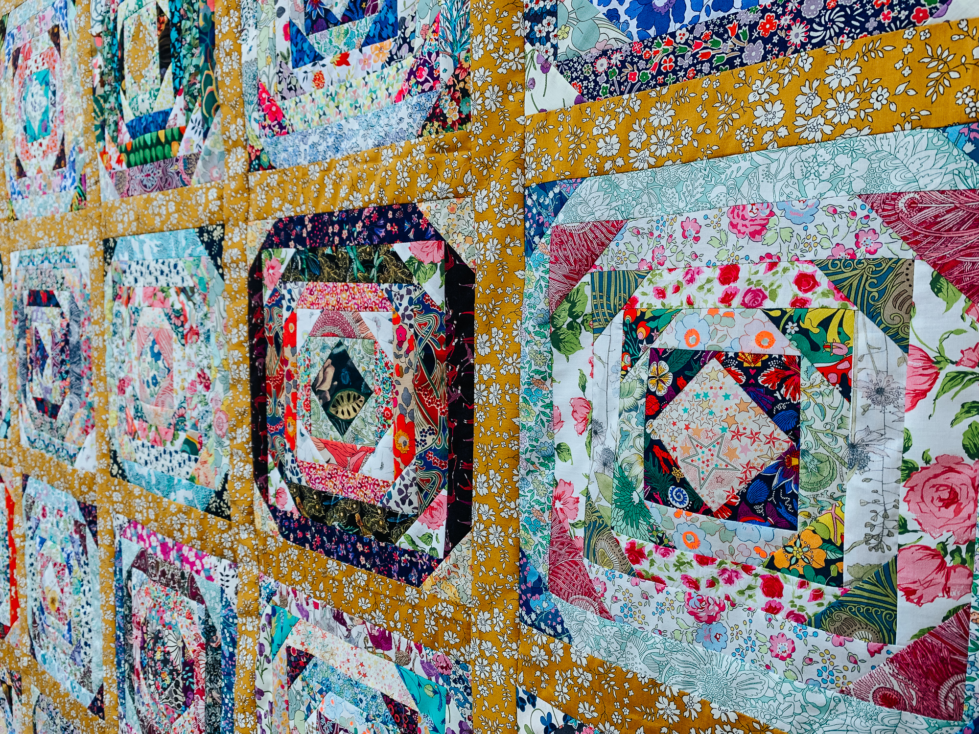 Pineapple quilt with Liberty lawn scraps