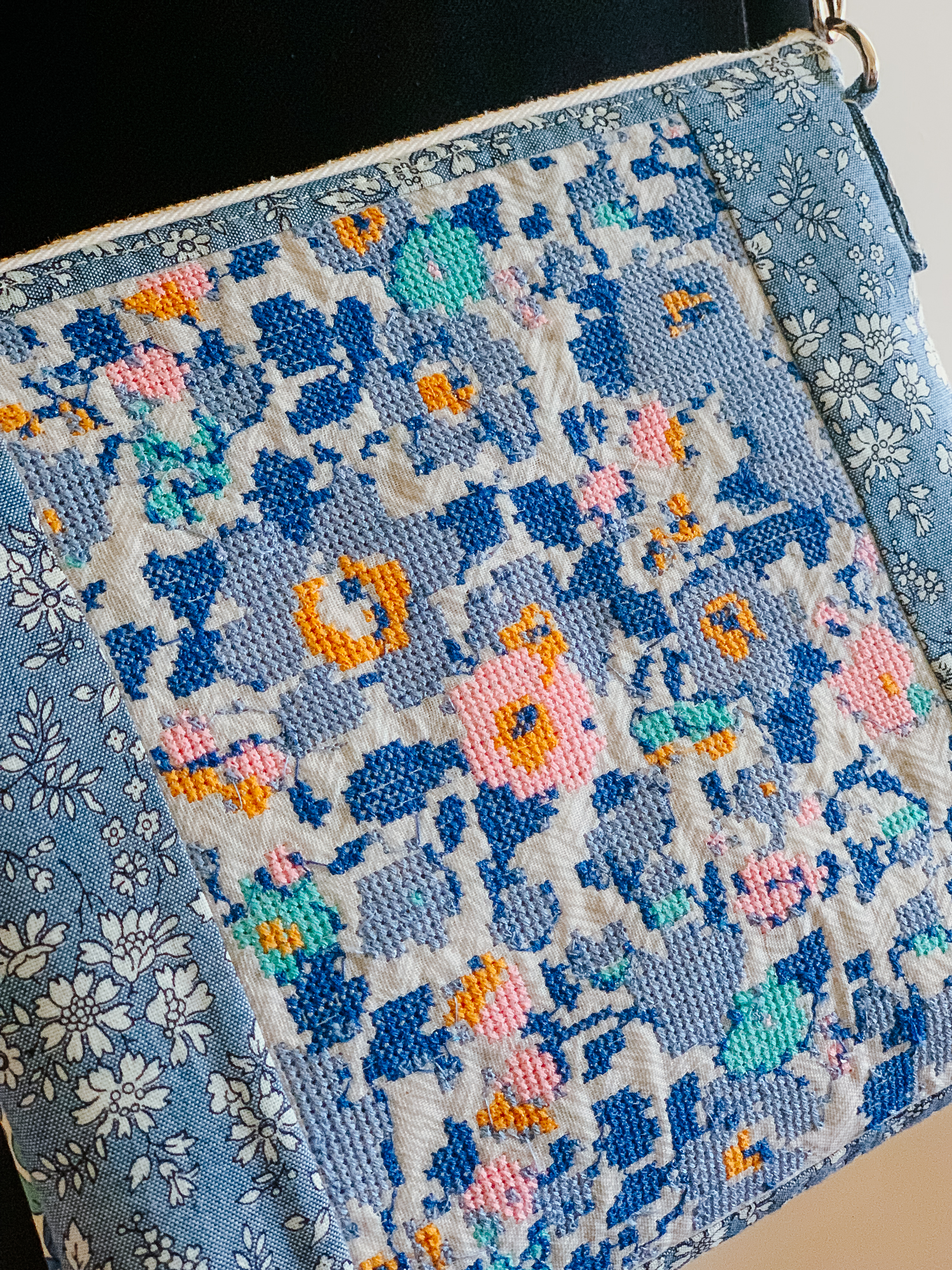 Liberty cross stitched crossbody bag