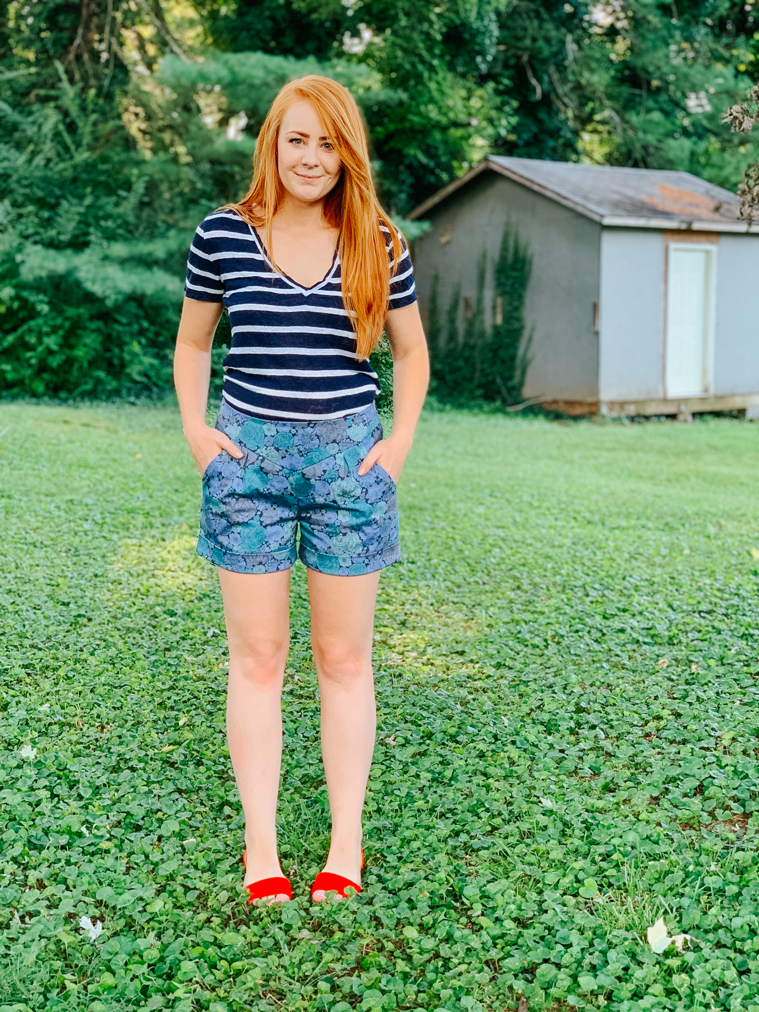 Deer and Doe Chataigne Shorts in Liberty Denim