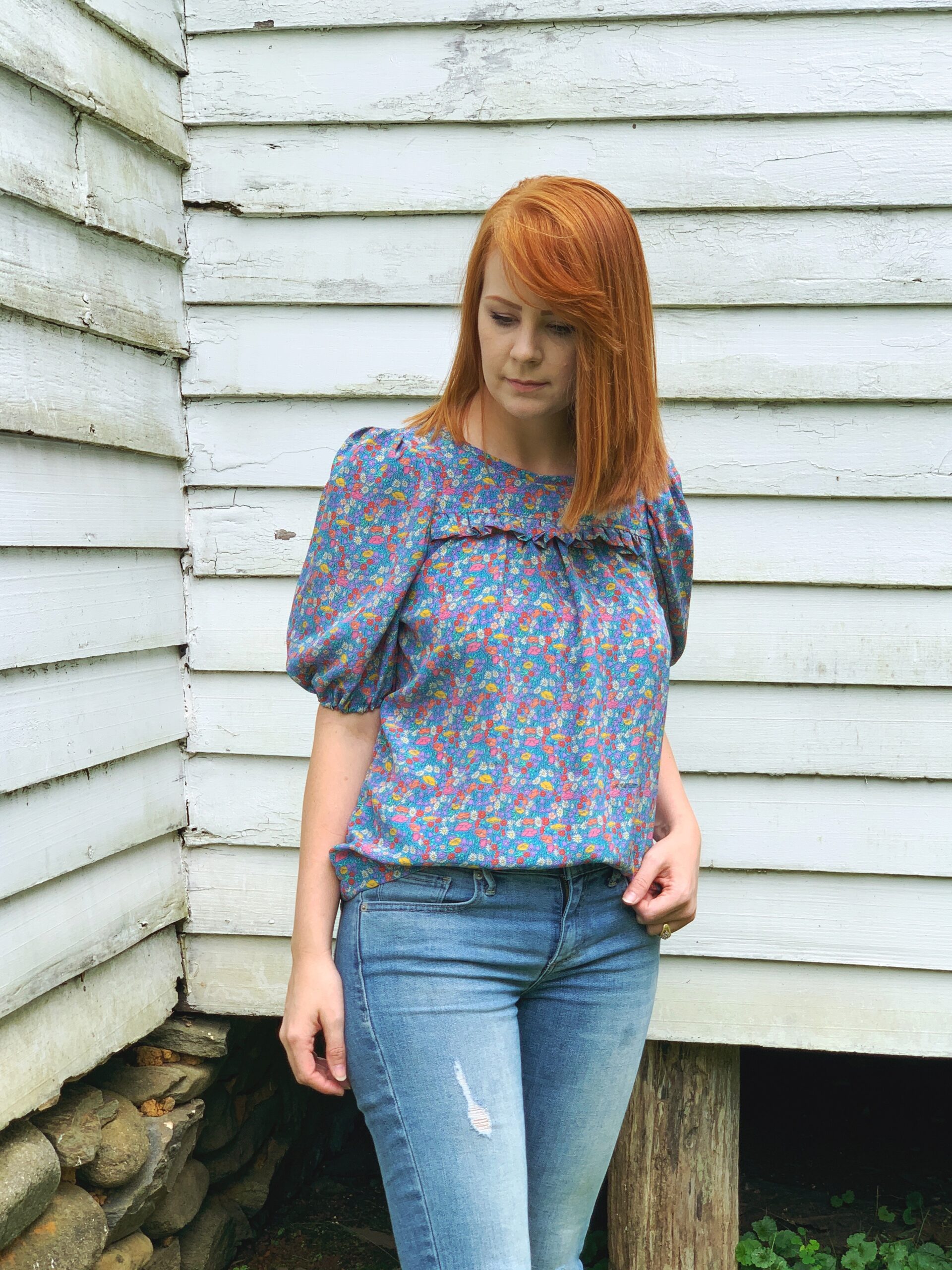 Liberty crepe de chine Sagebrush Top