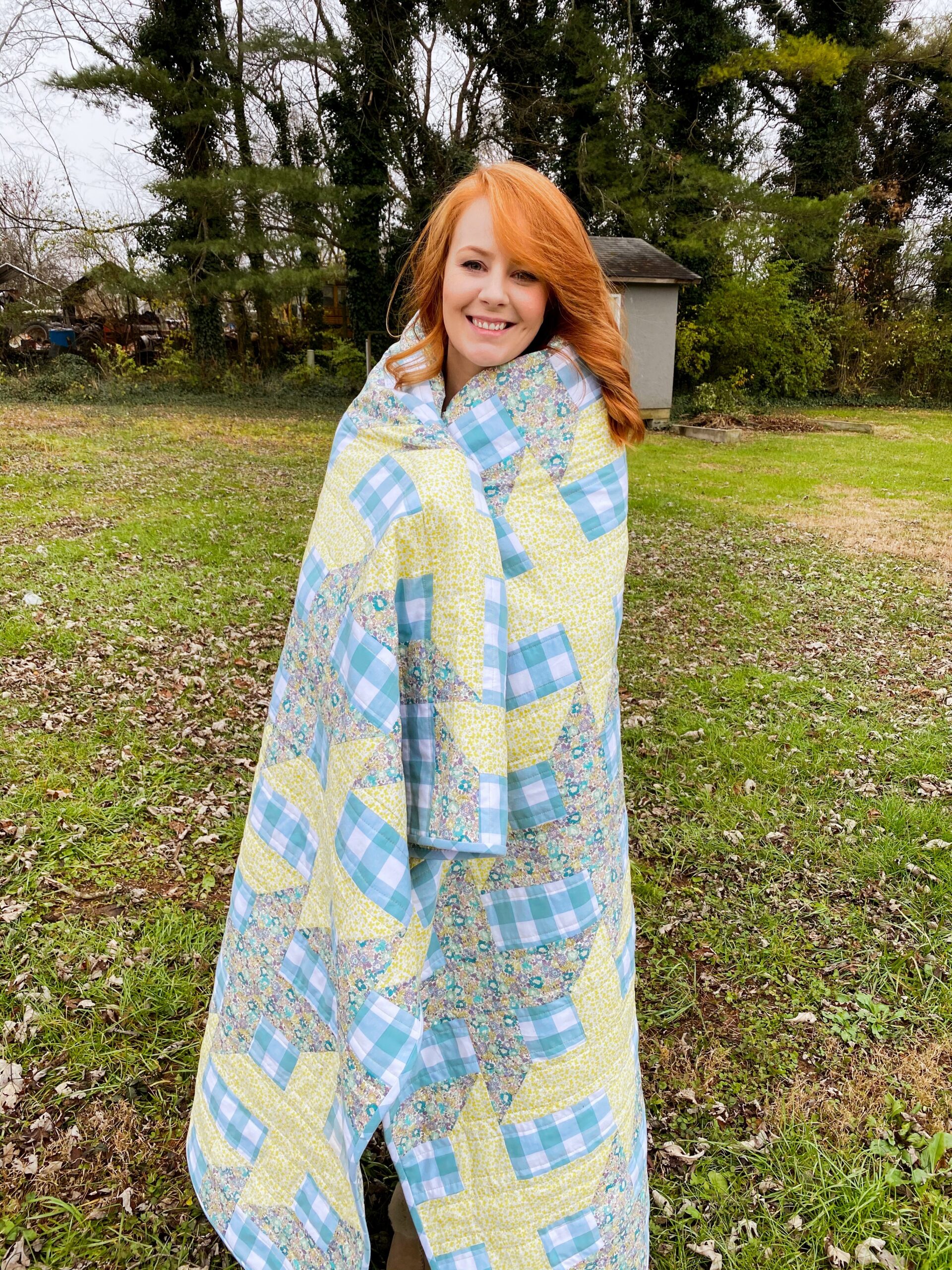 Liberty and gingham Shift quilt by Olivia Jane Handcrafted