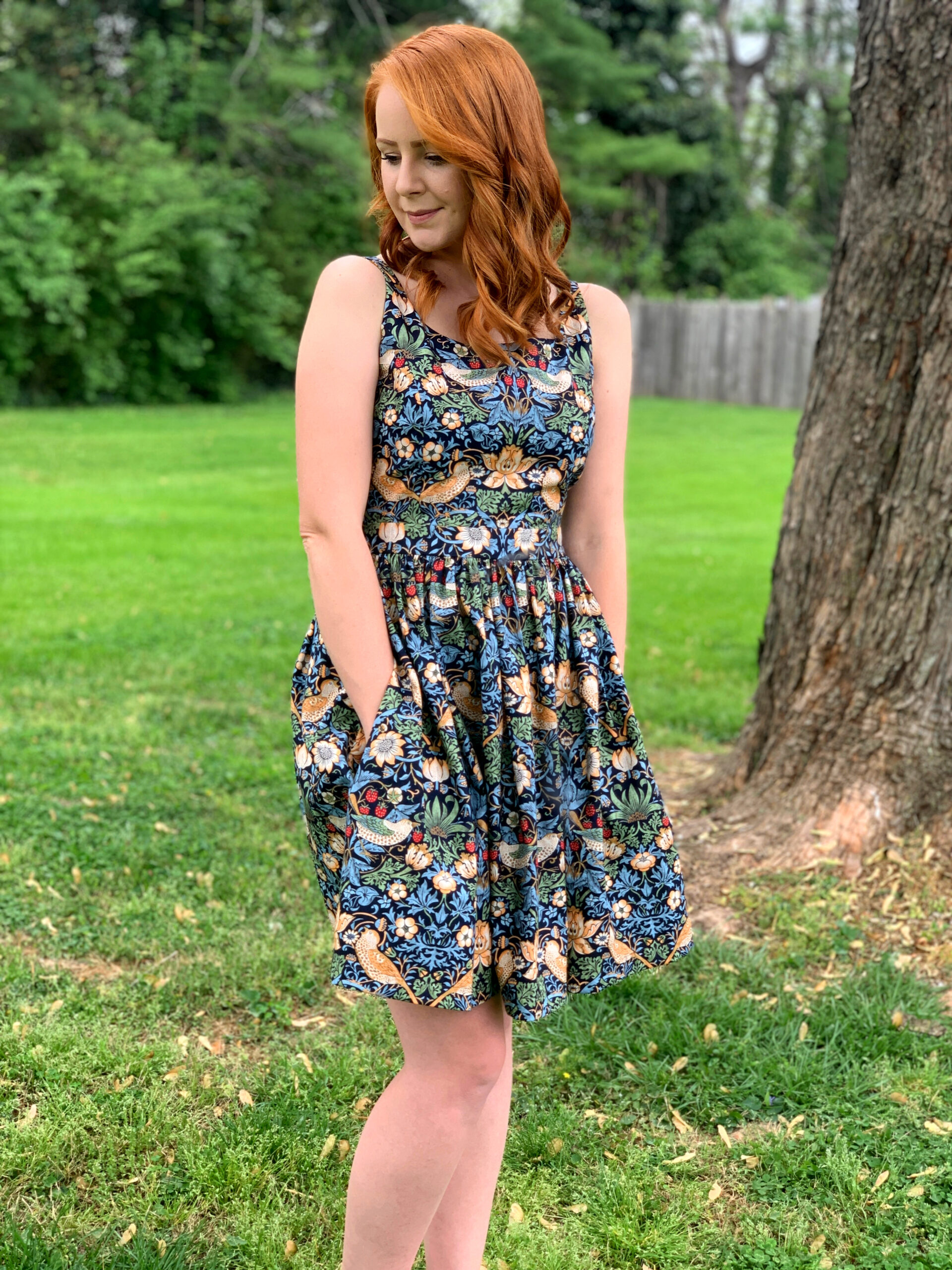 William Morris Strawberry Thief dress by Olivia Jane Handcrafted