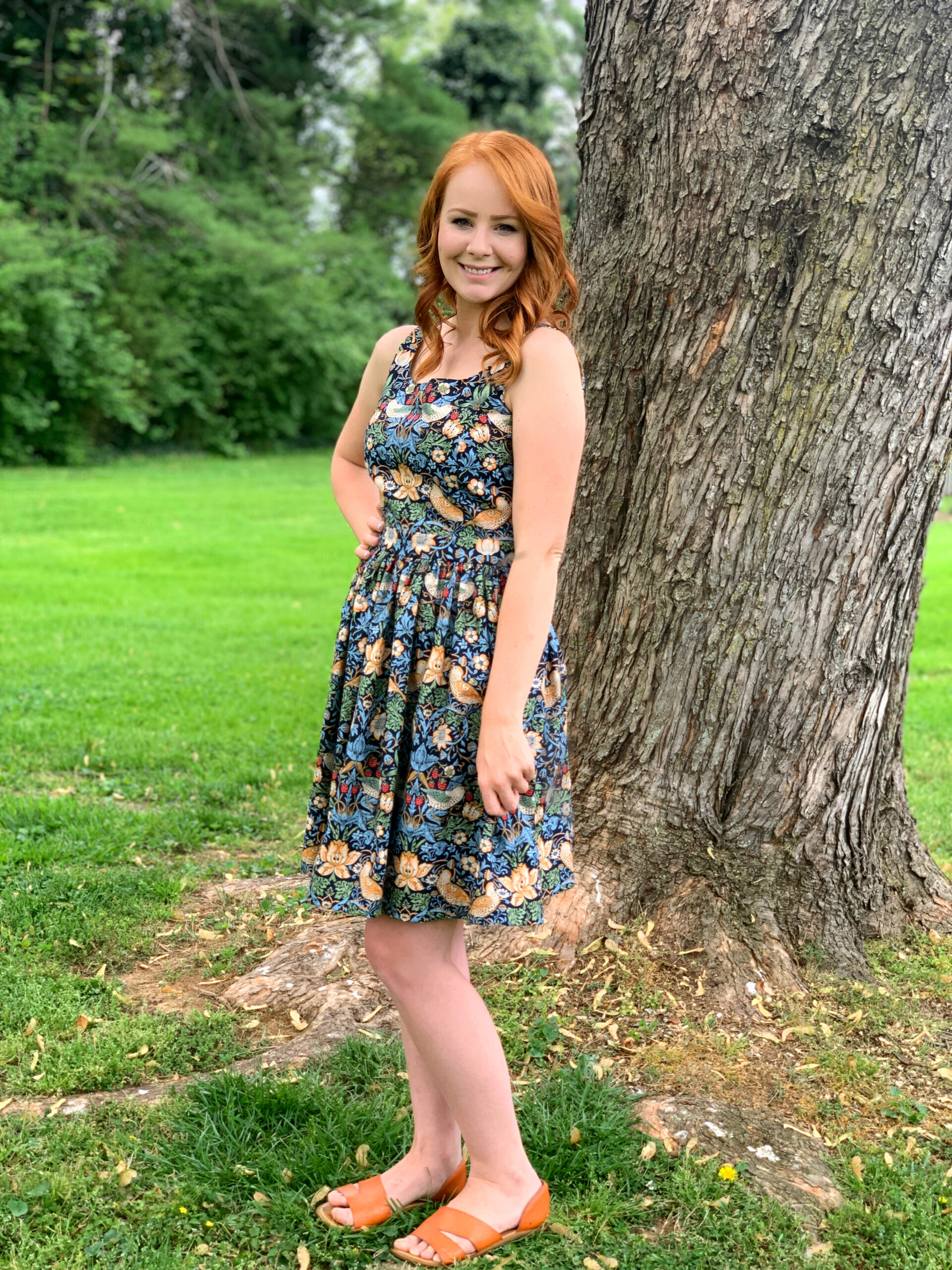 William Morris Strawberry Thief dress by Olivia Jane Handcrafted