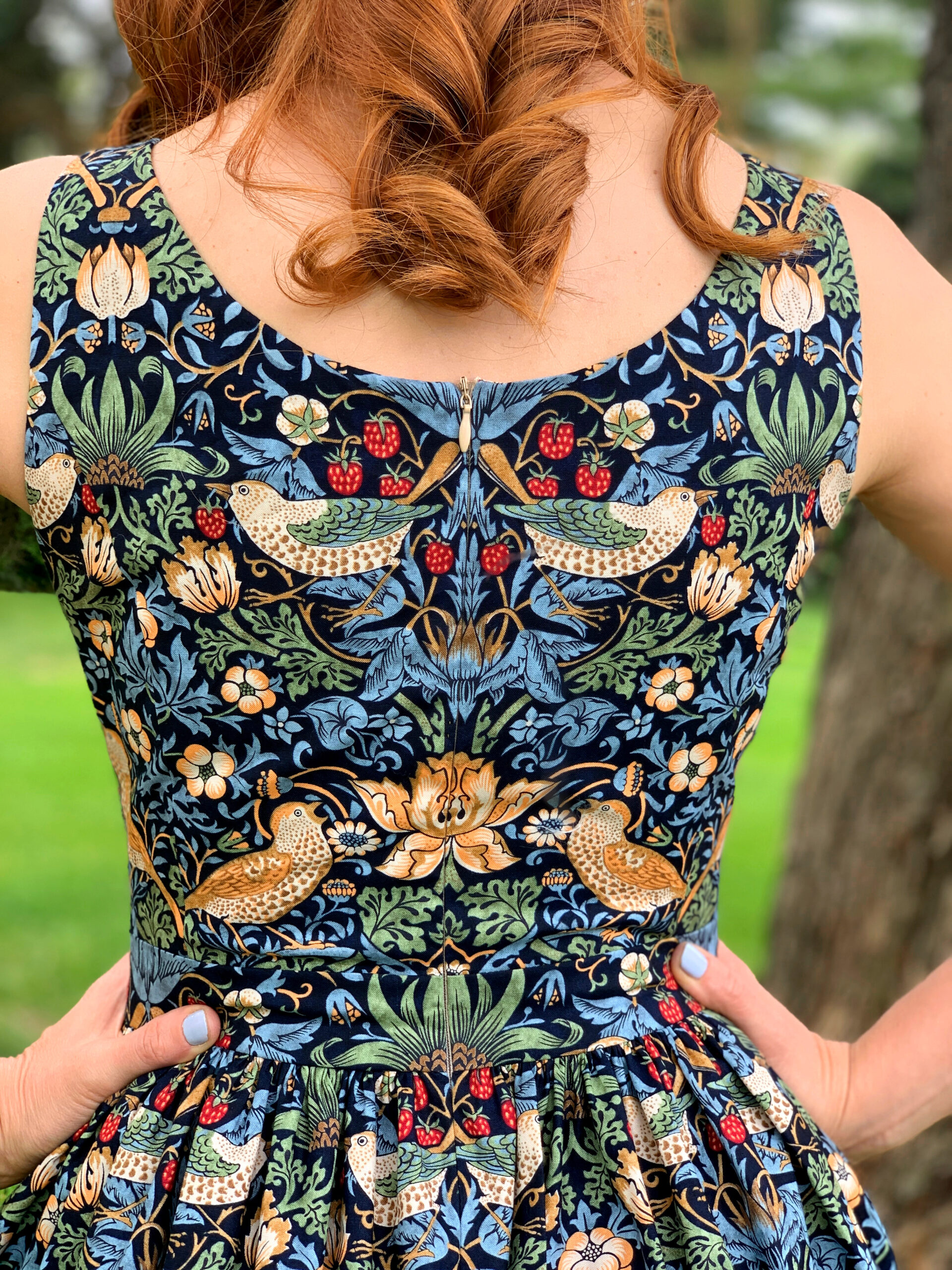 William Morris Strawberry Thief dress by Olivia Jane Handcrafted