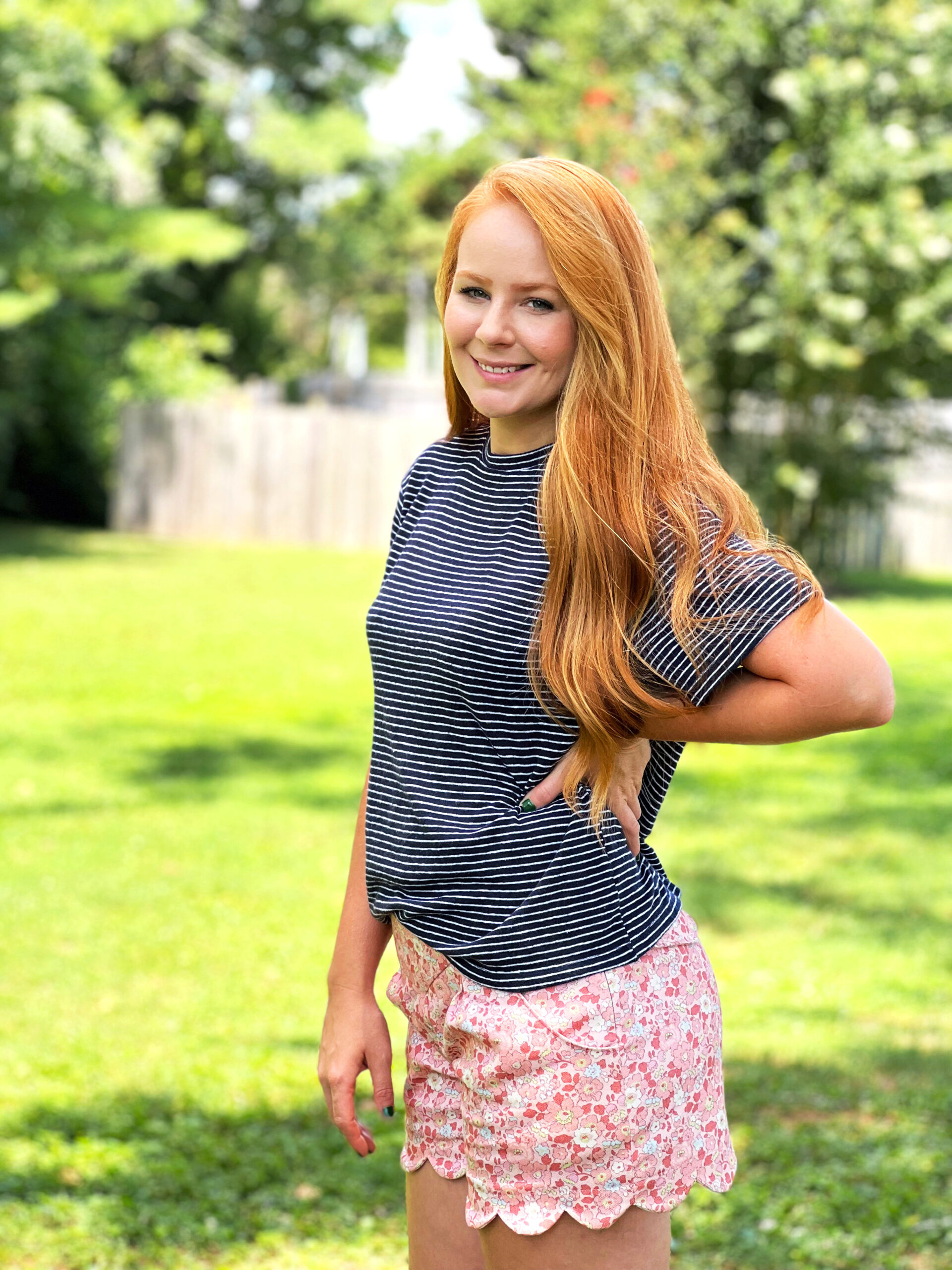 Deer and Doe Chataigne Shorts in Liberty denim