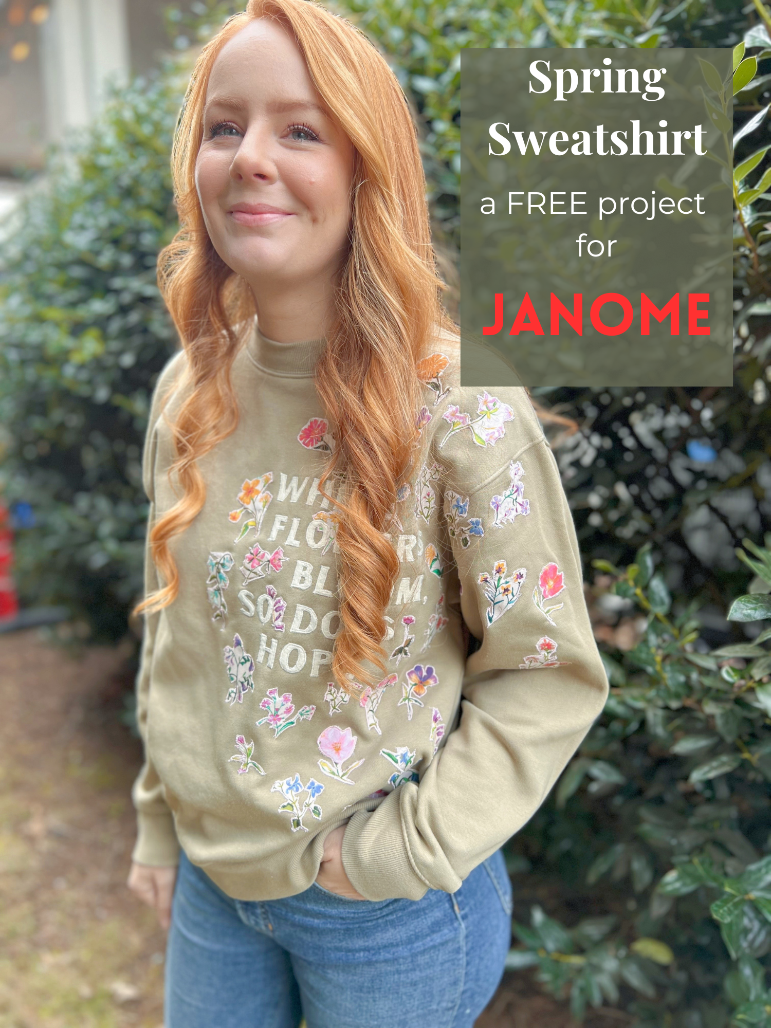 spring sweatshirt with floral applique